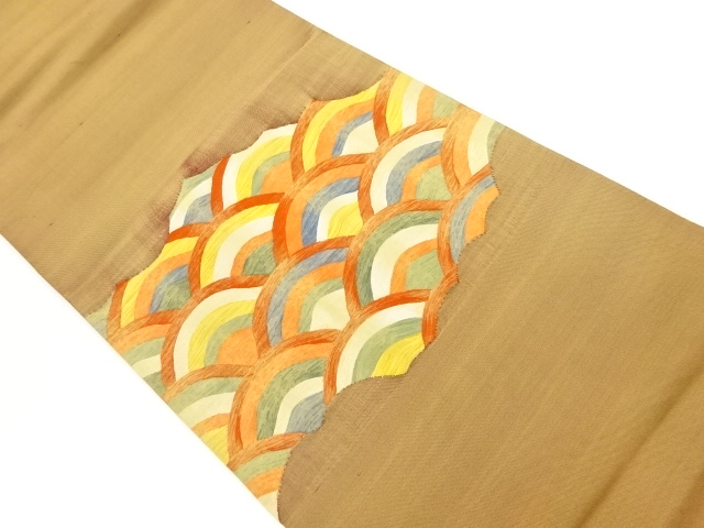 明綴れ青海波模様織出し袋帯